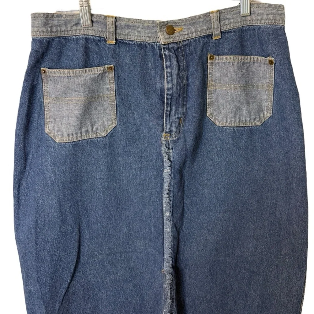 Vintage Y2K Jean Skirt XL Denim Long Midi Skirt Straight Western Boho Cowgirl
